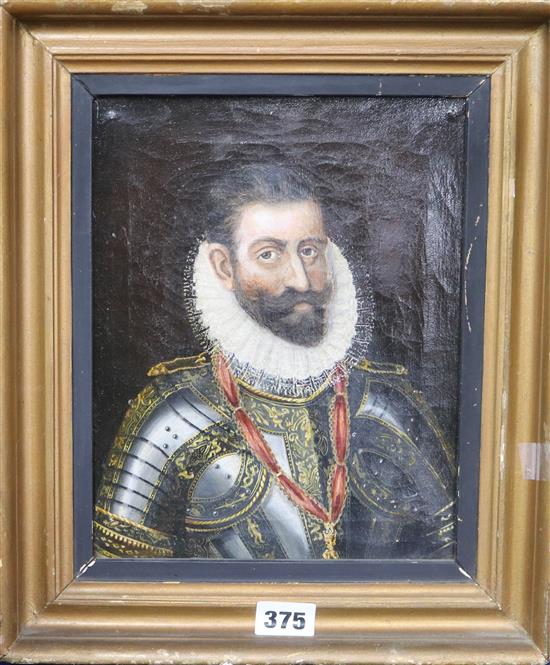 19th century English School Portrait of a 17th century gentleman 25 x 20cm